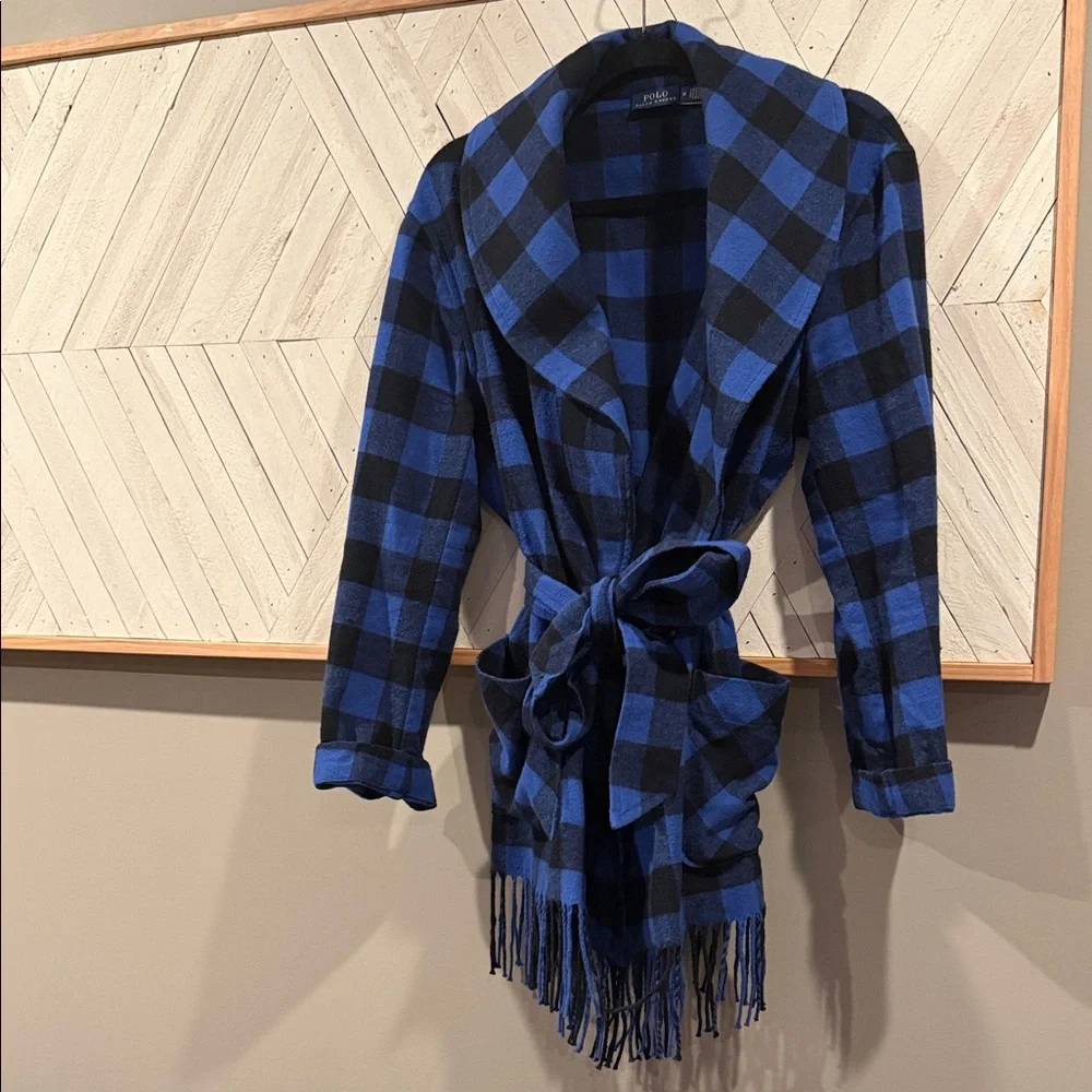 Ralph Lauren Blue and Black Checkered Coat - Picture 2 of 7